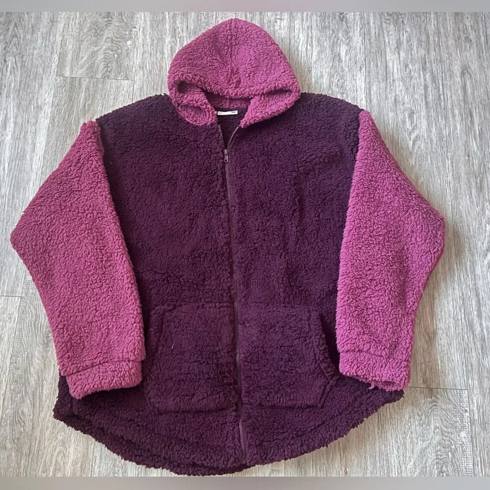Women's Plus Size Super Soft Full‎ Zip Sherpa Hoodie Jacket